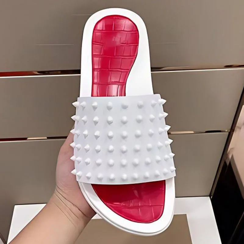 Men's Rivet Studded Wide Strap Chunky Platform Slide Sandals Slip on Non Slip Casual Summer Outdoor Footwear Drop Shipping Boy