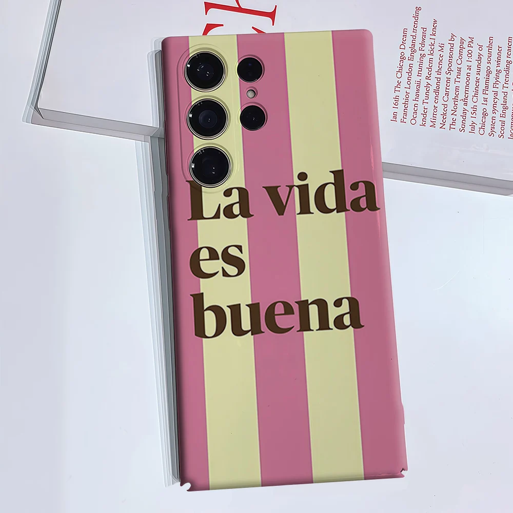 Spanish Life Stripes Phone Case for Samsung Galaxy S26 S25 S24 S23 Ultra Plus Luxury Double-layer anti-fall Back Cover