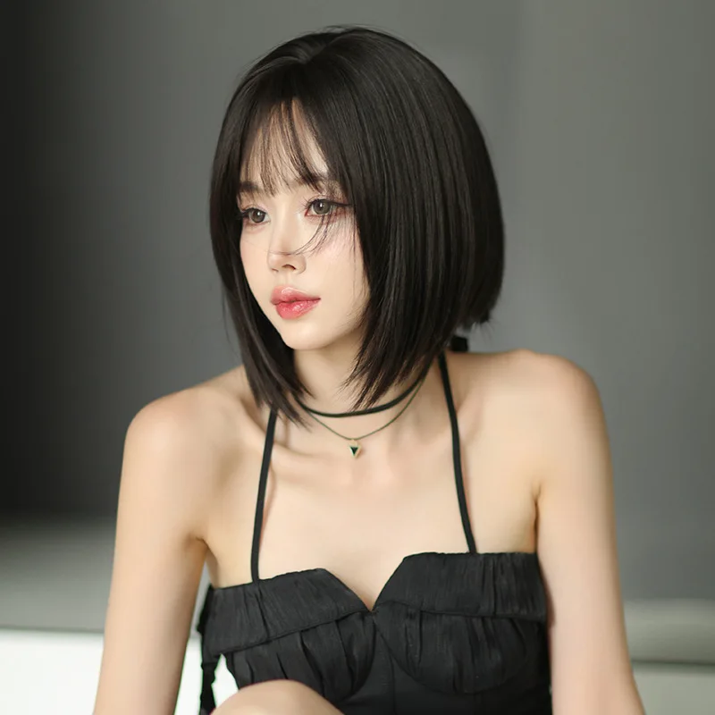 

Summer New Synthetic Short Straight Wig Full Head Breathable Bob Hair Inner Curls Fashion Daily Party Dating Women