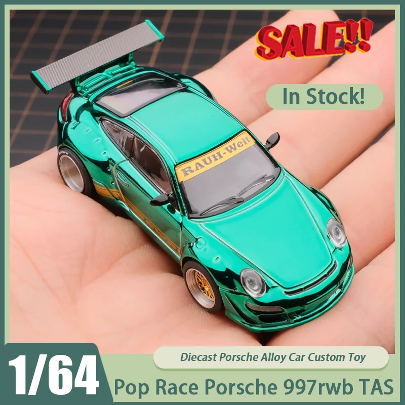 

New In Stock Pop Race 1:64 Porsche 997rwb Tokyo Modification Exhibition Alloy Car Diecast Porsche Ornaments Custom Toys Kids