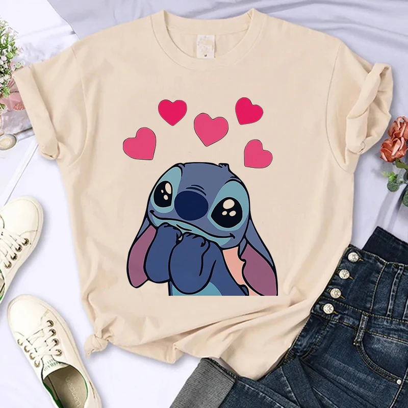 fashion  90s stitch disney Funny Cartoon T Shirt Women Cute Manga T-shirt Y2k Graphic Tshirt Streetwear Top Tees Female Clothes