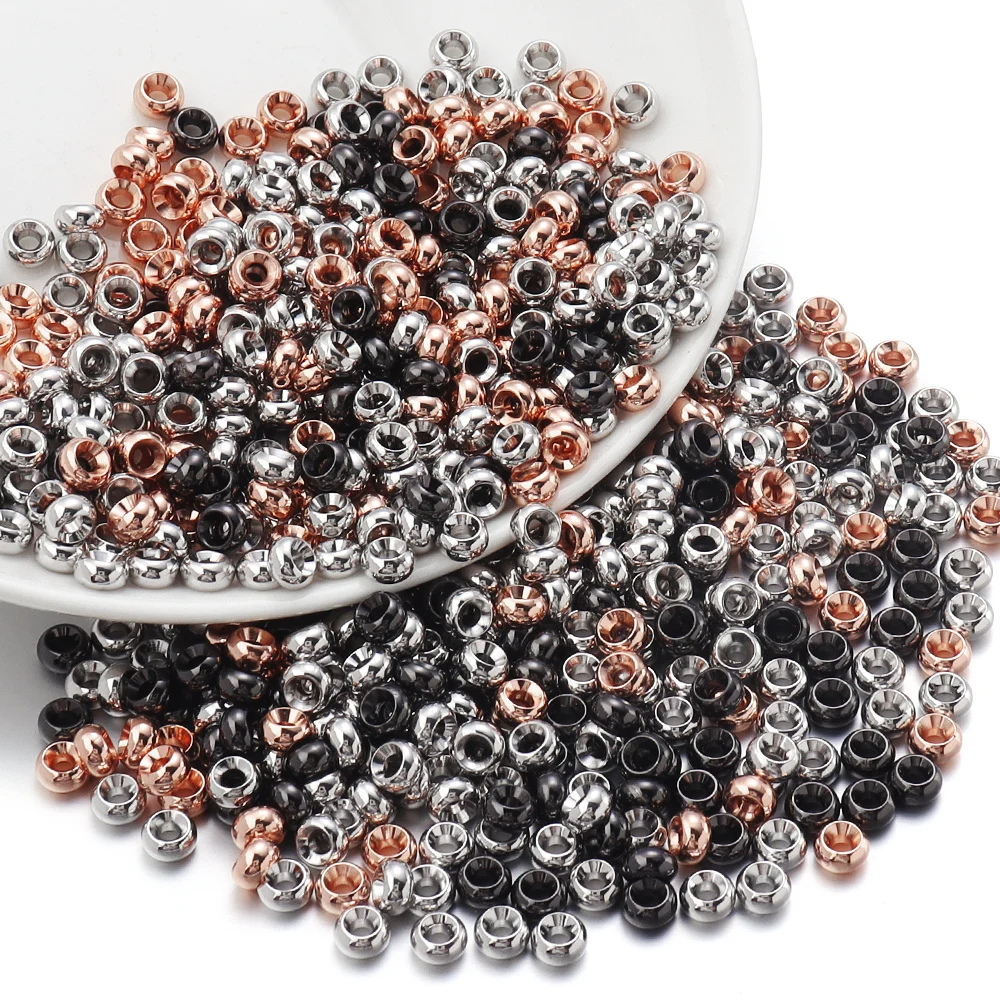 20Pcs 5/6mm Multicolor Copper Plated Beads Large Hole Beads Loose Beads For DIY Bracelet Necklace Jewelry Making Accessories