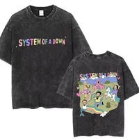 Camiseta Vintage lavada con sistema de plumón para hombre y mujer, camisetas de manga corta de algodón de calidad, banda de música Rock, gráfico de dibujos animados, 2026