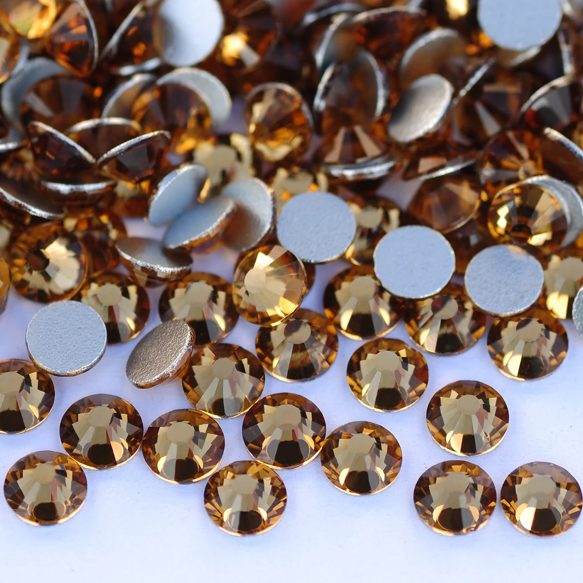 

HiSwaro 5A Light Colorado Topaz Glass Flatback Rhinestone Glitter Round Stones Rhinestones for Nail Art Fabric Garment