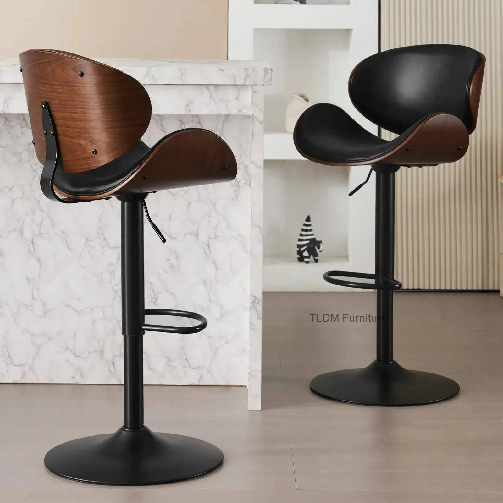 

Light Luxury Bentwood Bar Stool Modern Lift Chair Home Restaurant Island High Stool Bar Reception Chairs Cafe Bar Stools