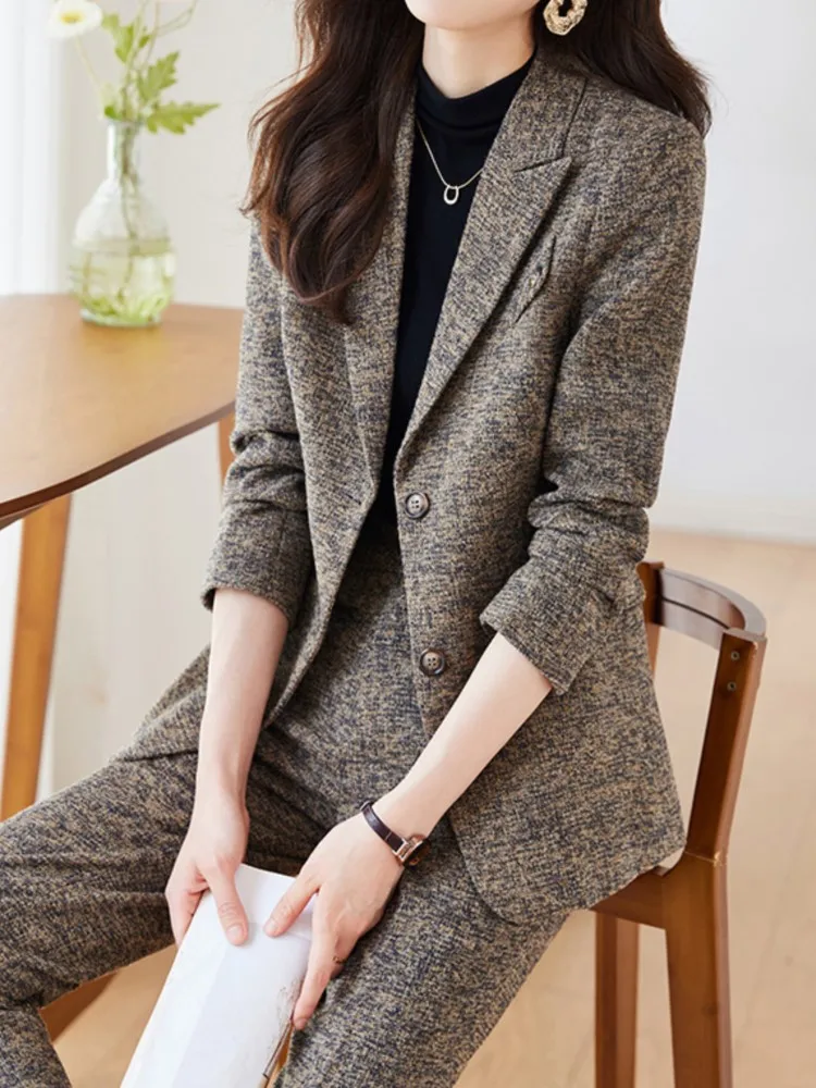 Coreano moda donna Vintage Office Blazer Pantsuit Casual elegante Chic Solid giacche pantaloni Suit femminile Business Pantsuit nuovo