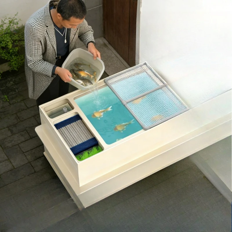 PP plastic koi pond water-free ecological fish tank with filter circulation system silent aquarium thickened food grade