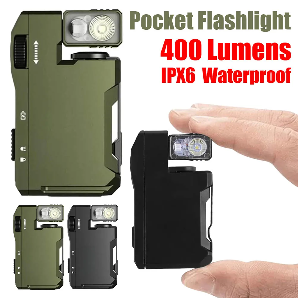

Rechargeable EDC Flashlight 400 Lumens Portable Flat Pocket Flashlight Mini Flashlight for Outdoor Camping Hiking