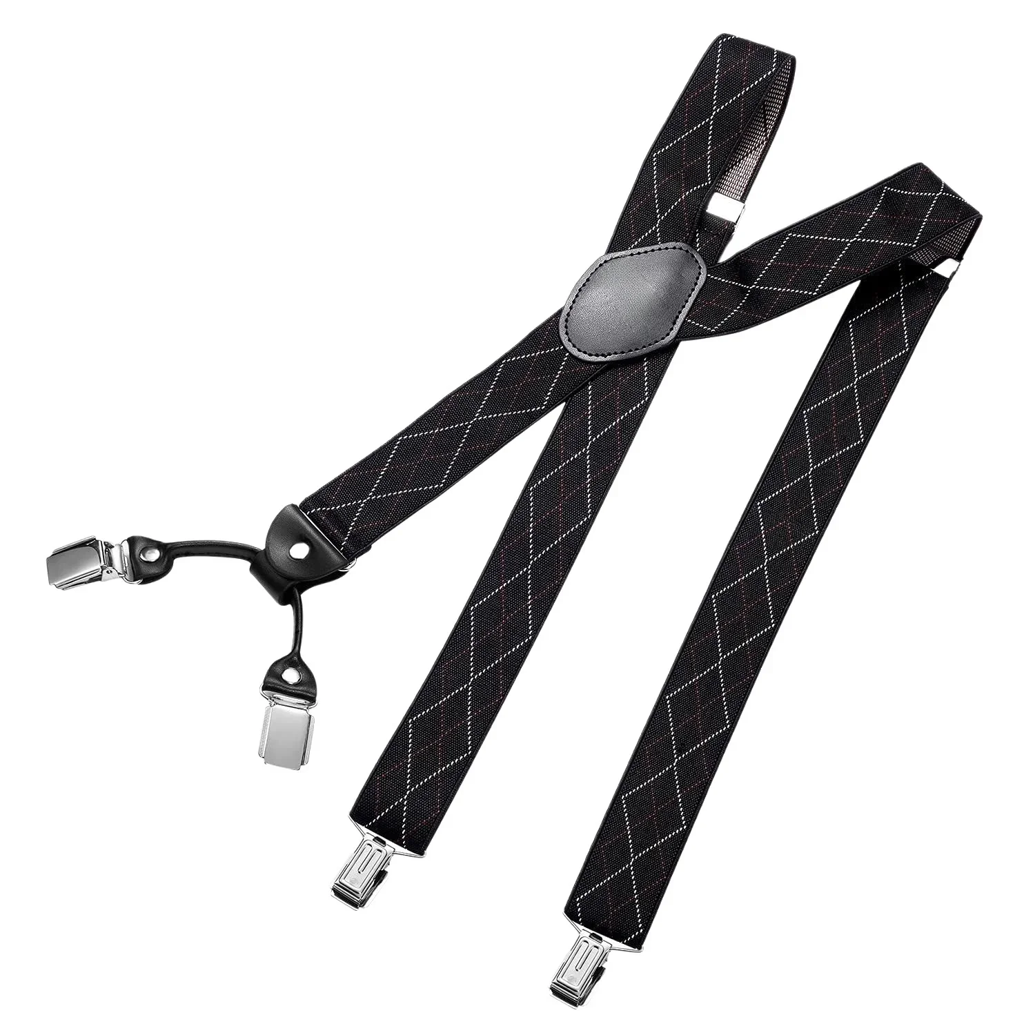 

Fashion Man's Suspenders Braces Black Leather Adjustable Belt Strap Trousers Suspensorio Father Gifts Ligas Y Style 4 Clips