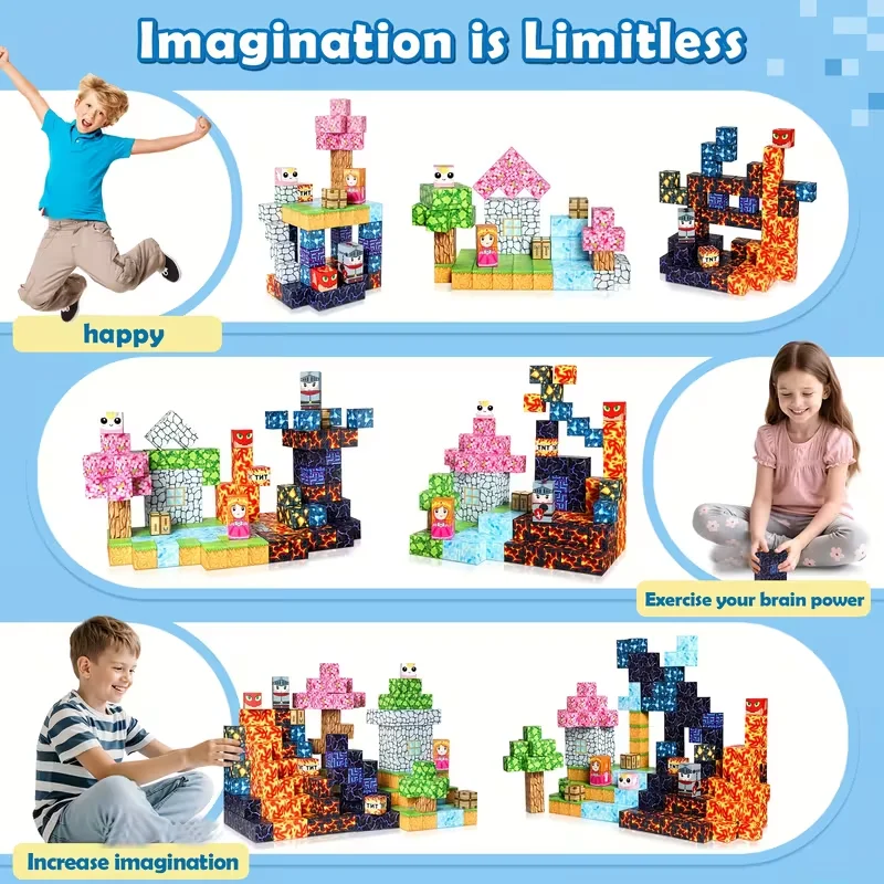 Giocattolo da costruzione magnetico STEM da 100 pezzi - Piastrelle 3D creative per la coordinazione occhio-mano, blocchi di assemblaggio educativi per età 3+