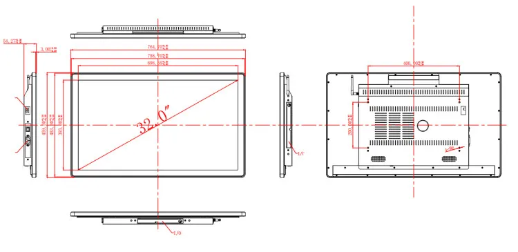 Usingwin 32 "หน้าจอสัมผัสแบบ capacitive อุตสาหกรรมหน้าจอสัมผัสแผง10จุด