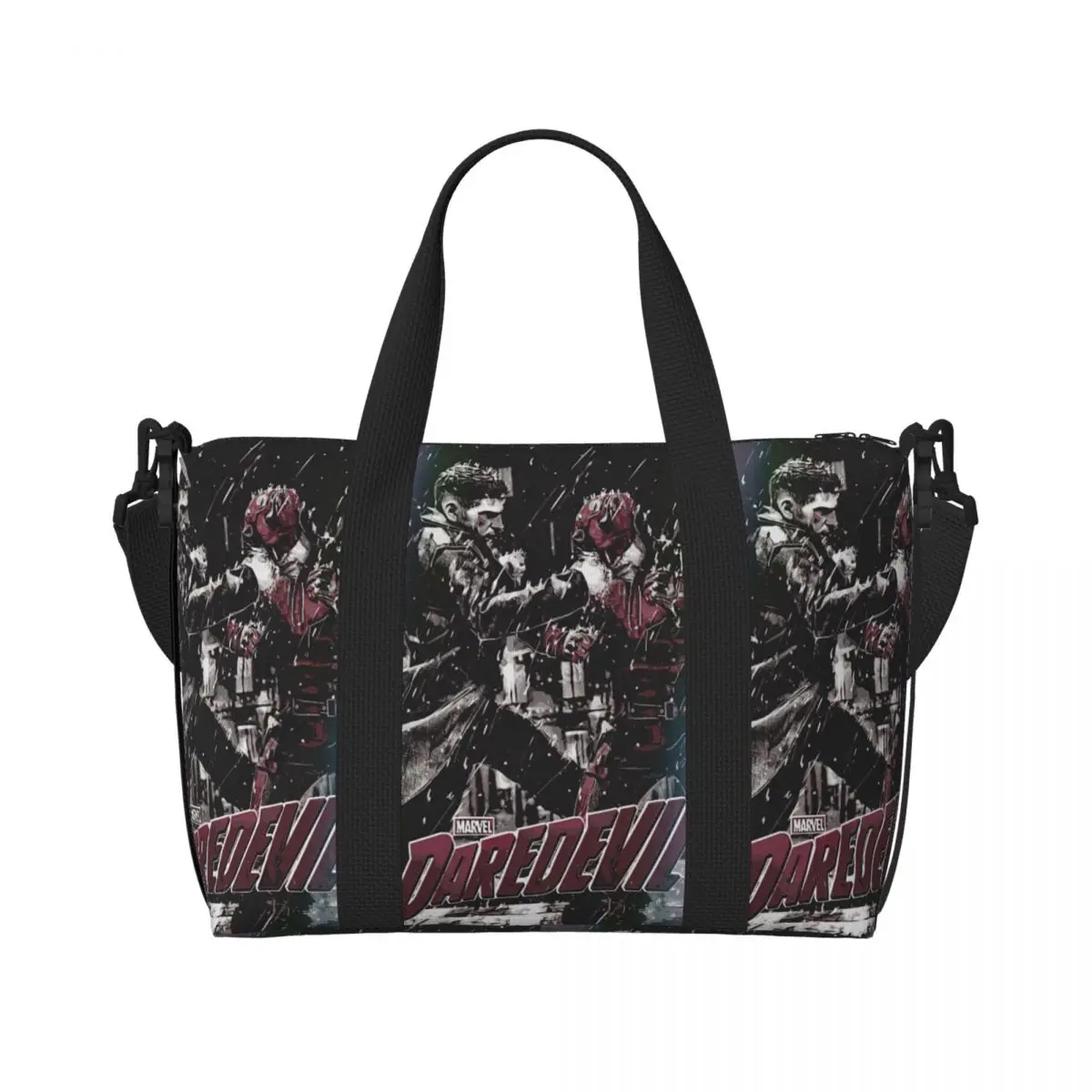 Custom Punisher Vs Daredevil Beach Tote Bag Women Superhero Big Compartment Beach Gym Travel Bags