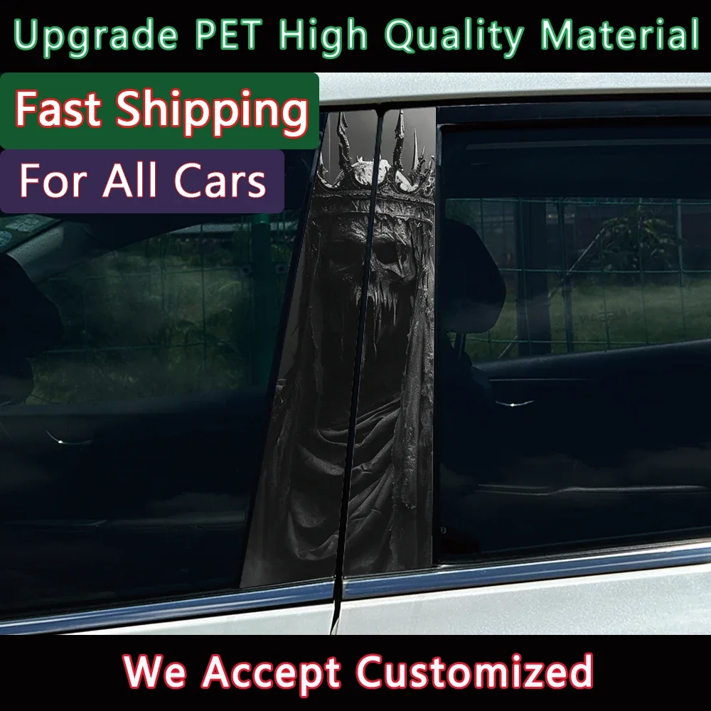 1PC/1Pair Skeleton King Car Door Post Sticker DIY Car Modification Styling Sticker Decal Self-adhesive