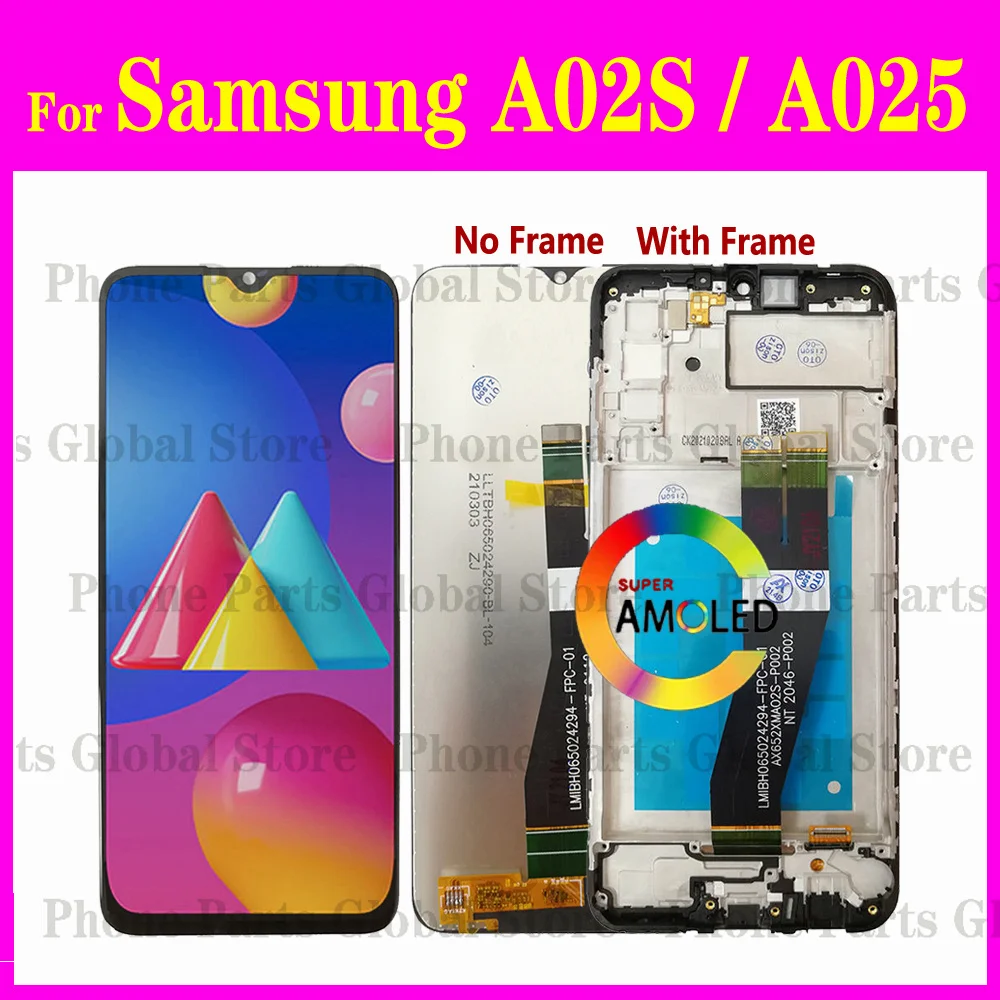 ЖК-дисплей 6,5 дюйма A02s для Samsung Galaxy A025, ЖК-дисплей с рамкой, сенсорный экран, дигитайзер, Фотоэлементы A025G A025M A025NF, замена дисплея