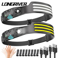LONGRIVER W689 Rechargeable COB LED Induction Headlamp with 1200mAh Built-in Battery Flashlight Outdoor Camping Head Lantern