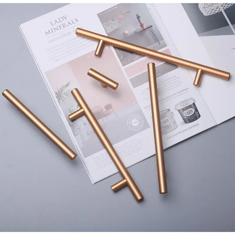 YM Modern Furniture Handles Cabinet Handle T-shape Dark Gold Wardrobe Cabinet Door Handles Nordic Long Drawer Door Pulls 221