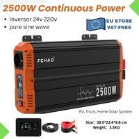 Pure Sine Wave Power Inverter 5000W, 24V/48V DC to 220V/230V AC, 50Hz, 2500W Continuous, Car Converter for Home/RV, Remote Contr