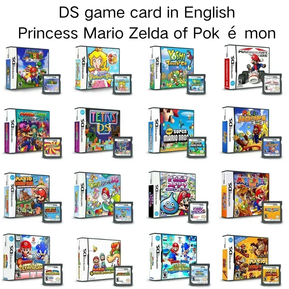 New DS game cards, NDS games, Camario racing, Yaoxi Biqi Princess games, single card boxed English cards