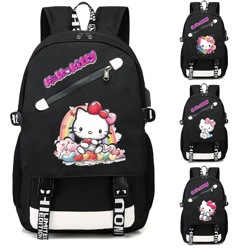 

Рюкзак с аниме Hello Kitty для женщин, Удобная дорожная сумка для детей, школьный ранец для мальчиков и девочек-подростков, студенческий рюкзак