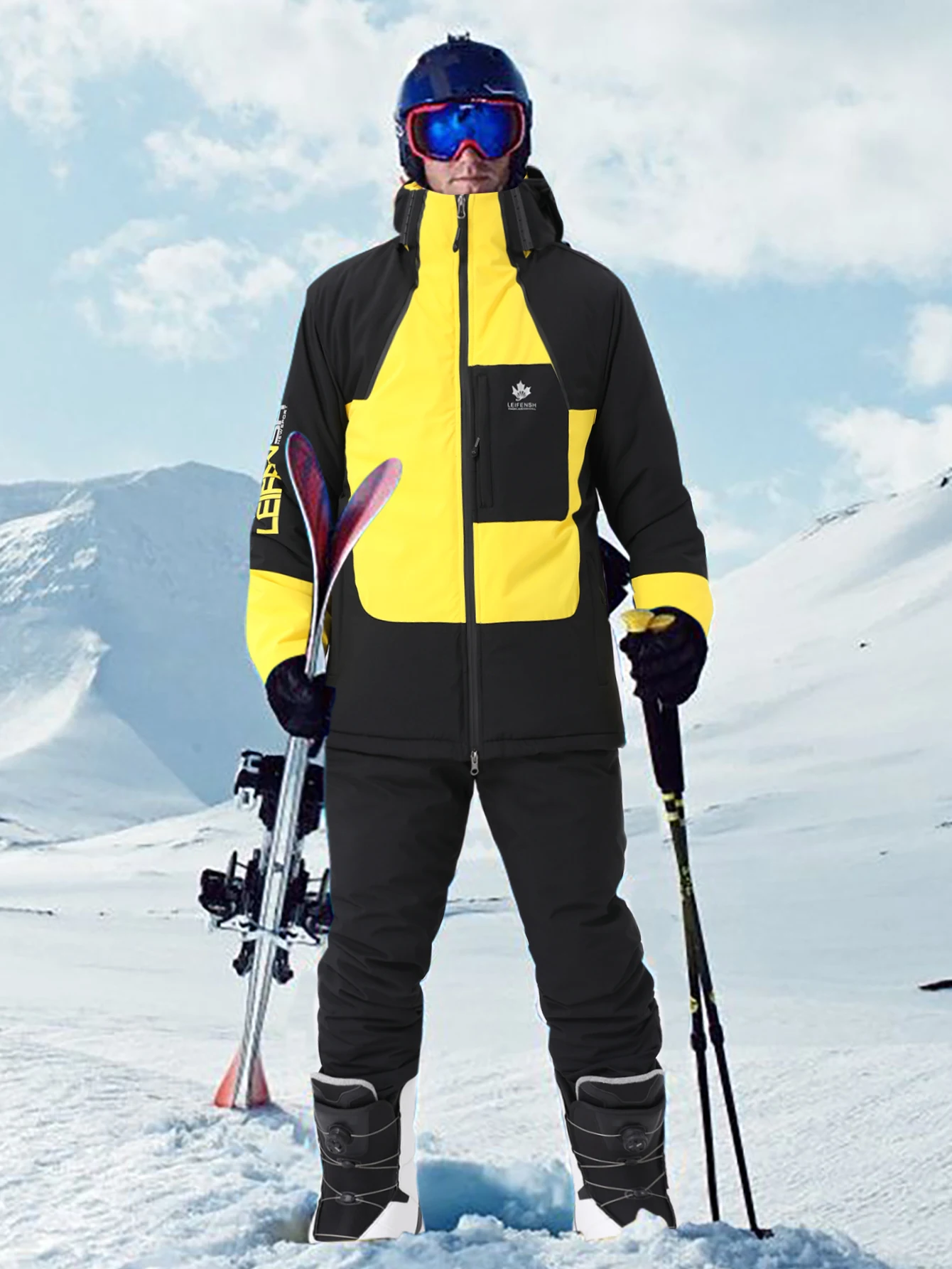 1Set Sports & Outdoor Supplies Outdoor Casual Winter Sports Skiing Supplies Clothing Men Ski Suit Menski Set Top+Bottoms Hx381-1