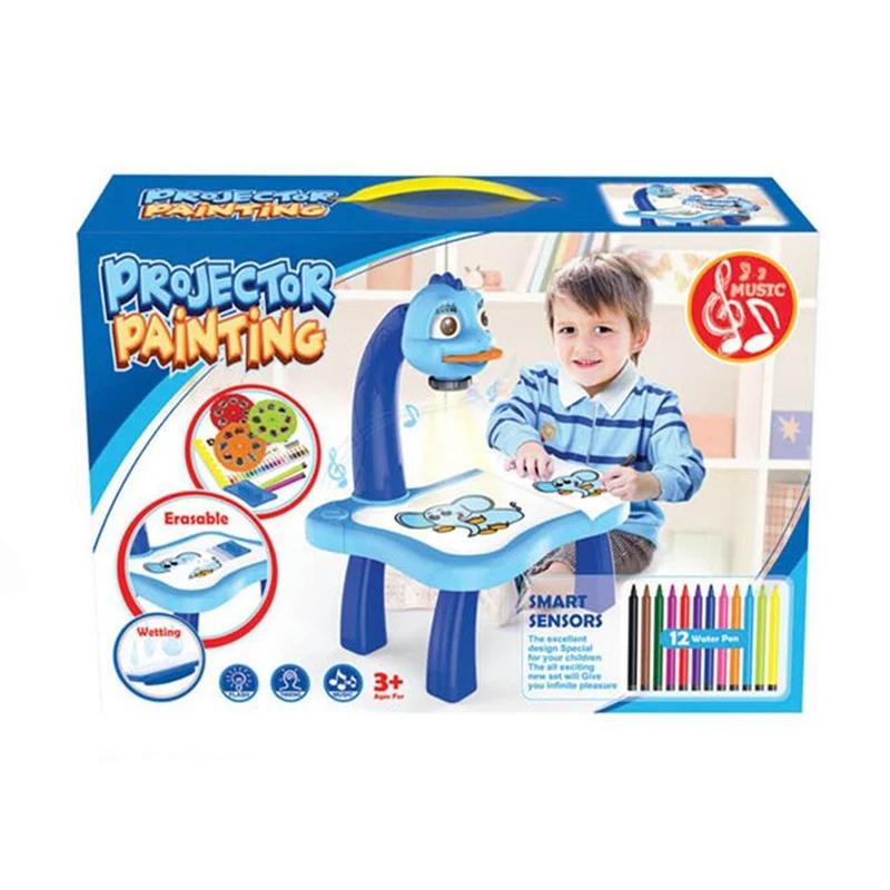 Kids Children Educational Early Learning Musical Projector Projection Painting Drawing Table Desk Toy Paint Tools