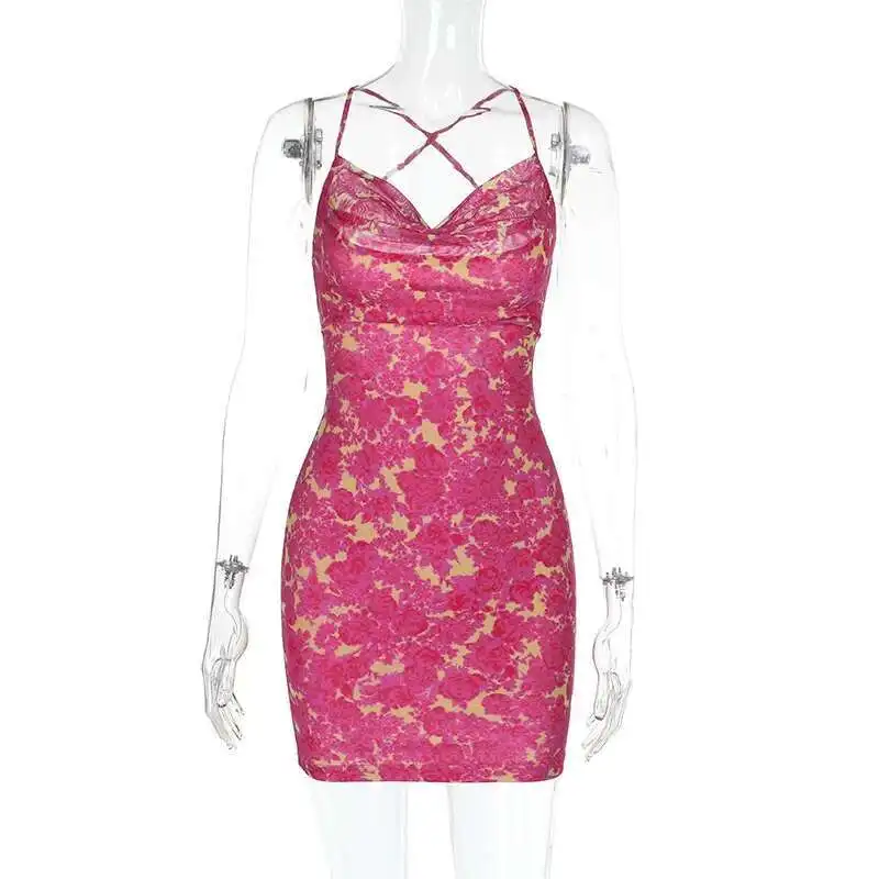 

Women's Yl24627 Summer New Style Sexy Lace Hollow Knitted Strap Bag Hip Skirt 2025 Summer Dress Robe Vestido Women