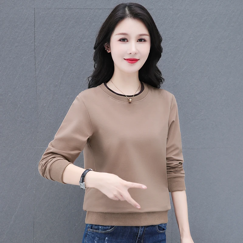 

Korean Pullover Pure Color 4Xl Can Wear 90Kg Autumn And Winter New Women'S Crew Neck Loose Fashion Versatile Top 68% Cotton