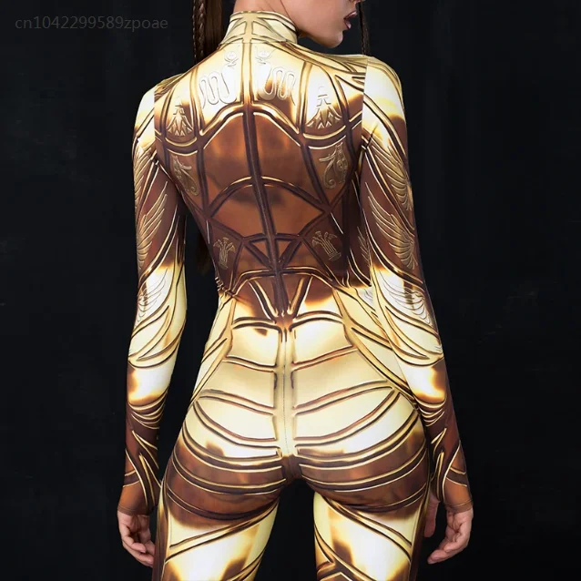 Women Cosplay Steampunk Costume Zentai Long Sleeve Suit Halloween Party Rompers Slim Jumpsuit Catsuit