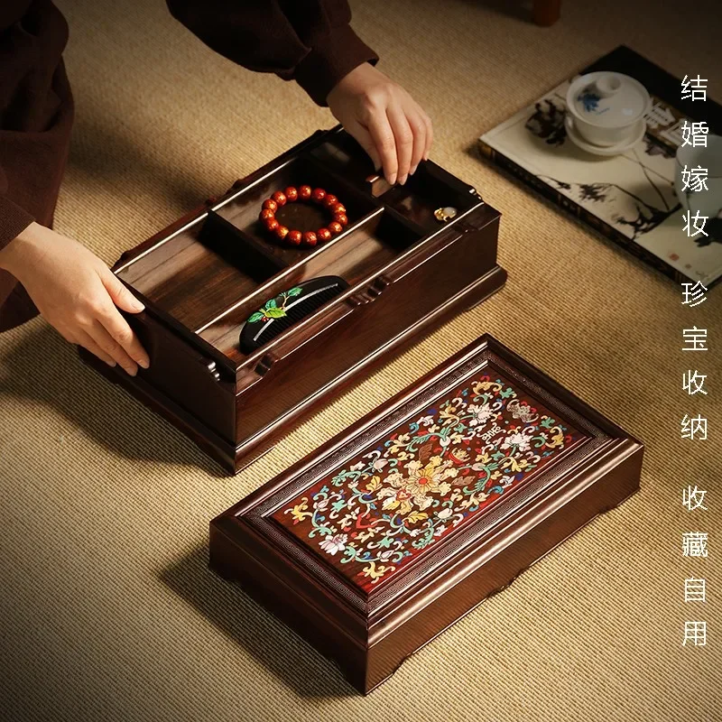 Lao big red rosewood jewelry box, snail box, mahogany high-end cultural and play collection box, retro solid wood storage  .