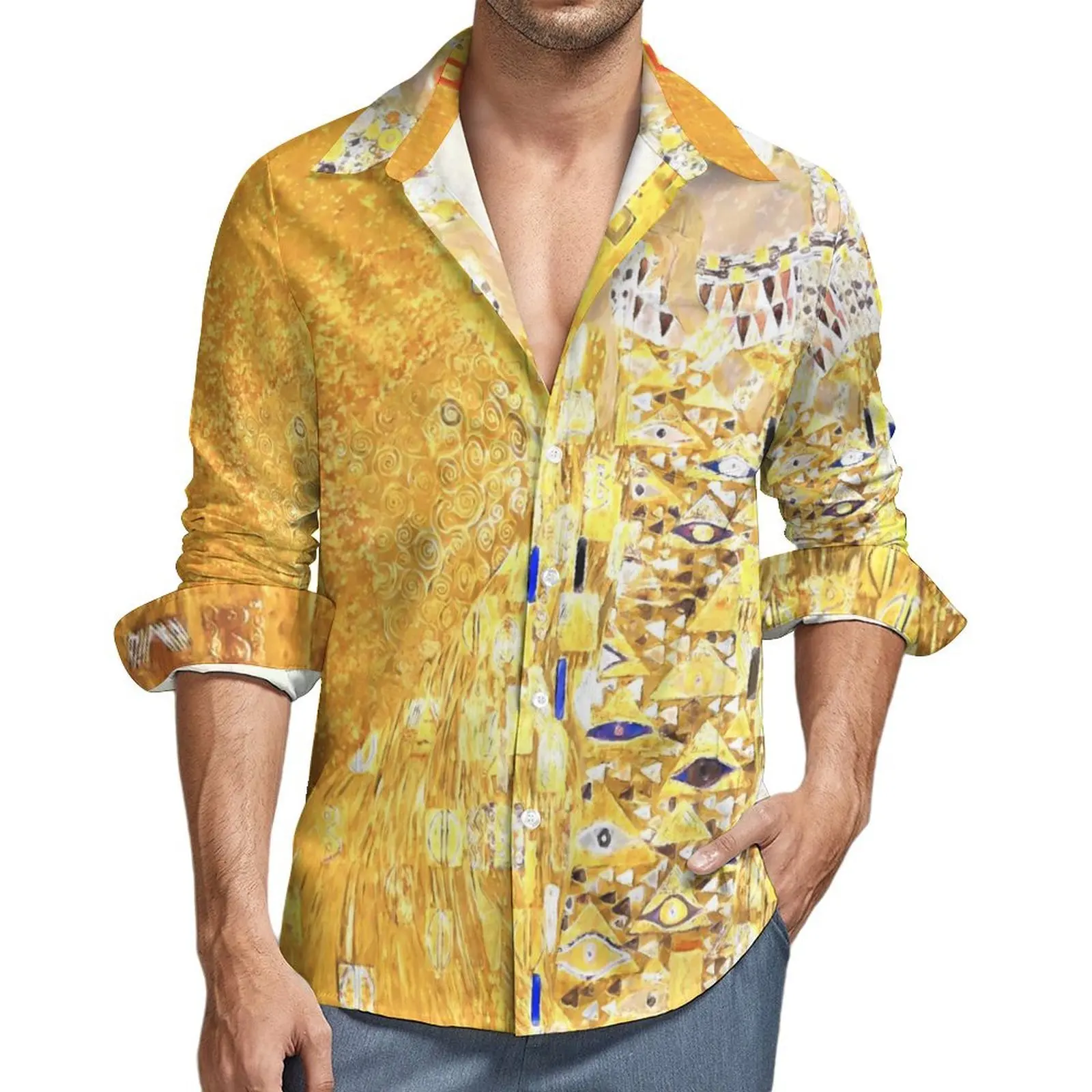 Men's New Natural Abstract Art 3D Printed Long-sleeved Sleeve Shirt Hawaii Beach Leisure Vacation Thin Breathable Beach Shirt Me