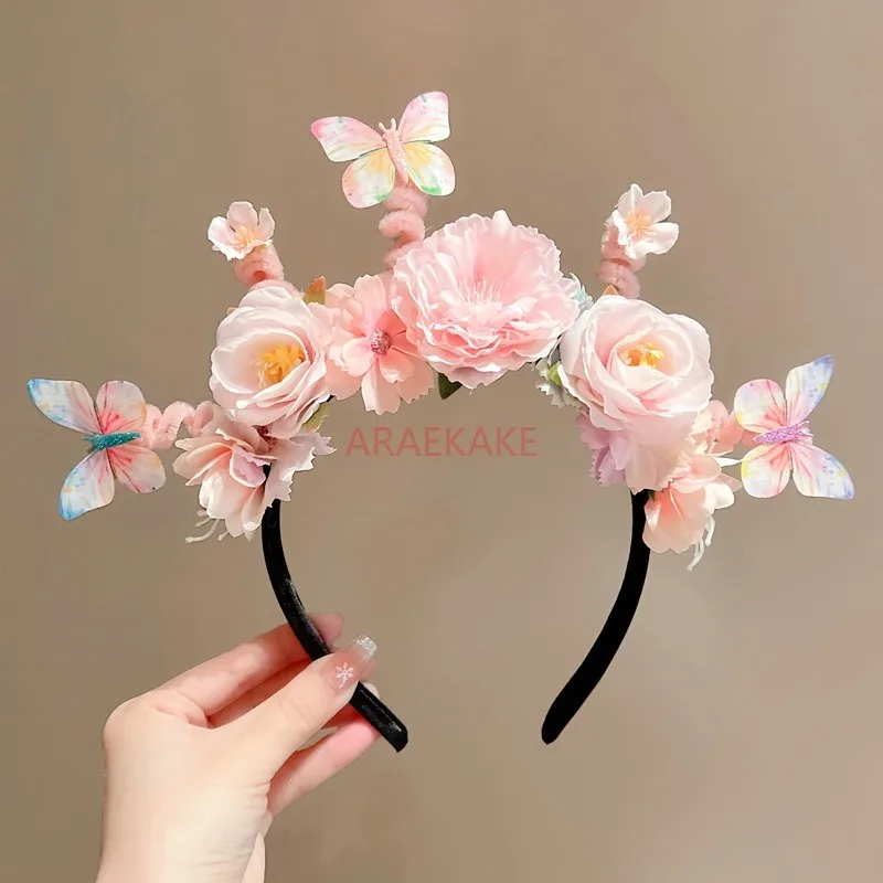 Children's hairpin flower headband girl Chinese style flower headband ethnic hair accessories girl hair accessories