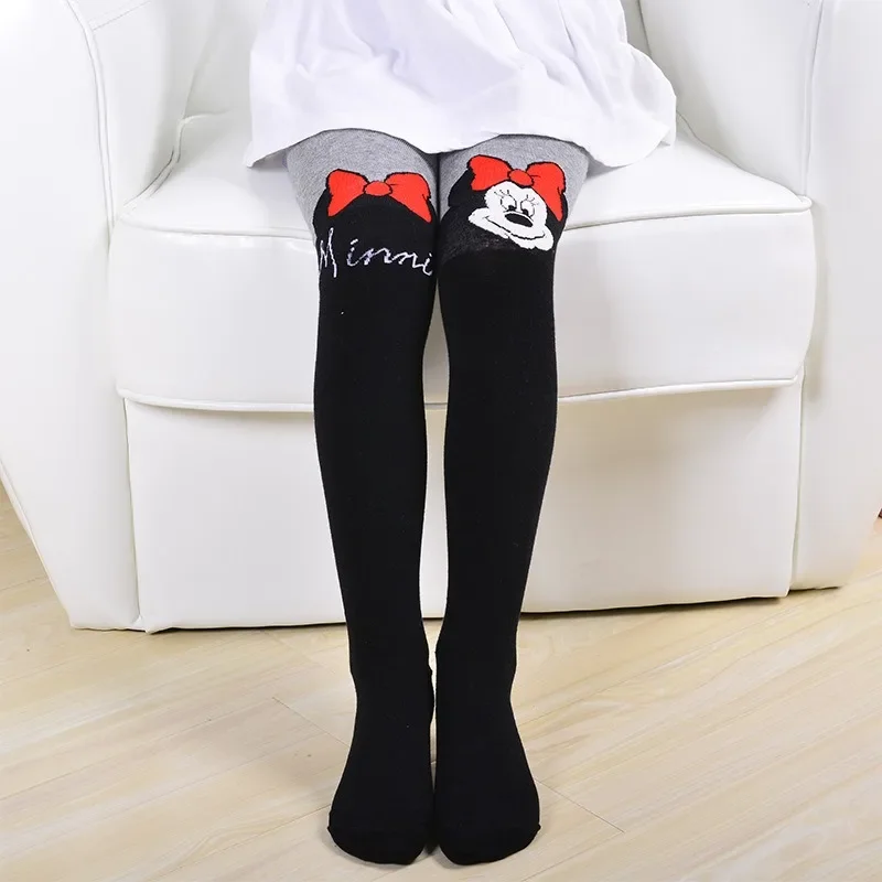 Disney Minnie Mouse Girls Leggings Cotton Autumn Winter Kids Cute Skinny Trousers Children Cartoon Warm Breathable Kawaii Tights