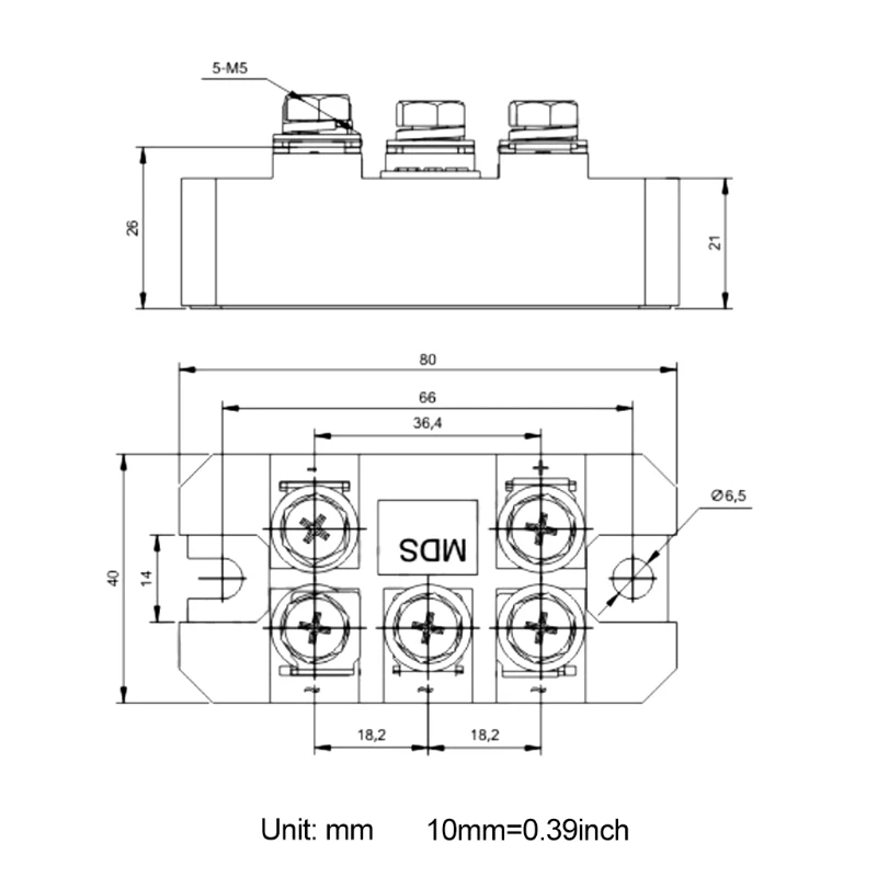 MDS Series Three-Phase Bridge Modules MDS100A 100A 1600V 3-Phase Diode Rectifier