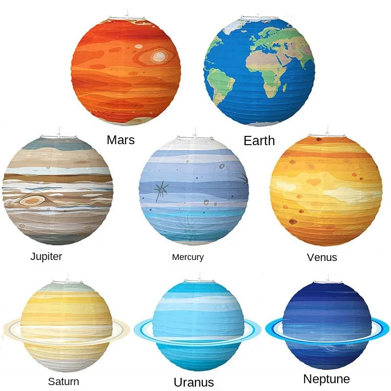 30cm 12\'\' Solar System Eight Planets Birthday Paper Ball Lampion Hanging Galaxy Lanterns Decoration Lanterns Kids Party Decor