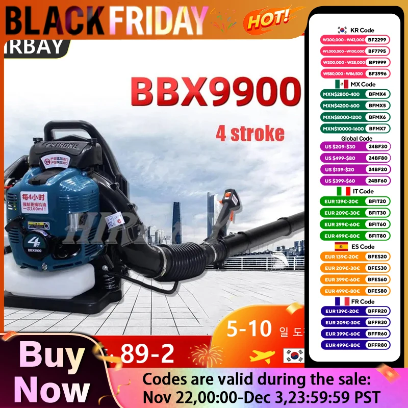 Gasoline Blower Snow Blower Gasoline Engine Air Blowers BBX9900 Four-Stroke 75.6cc Leaves Sweeper Petrol Wind Fire Extinguisher