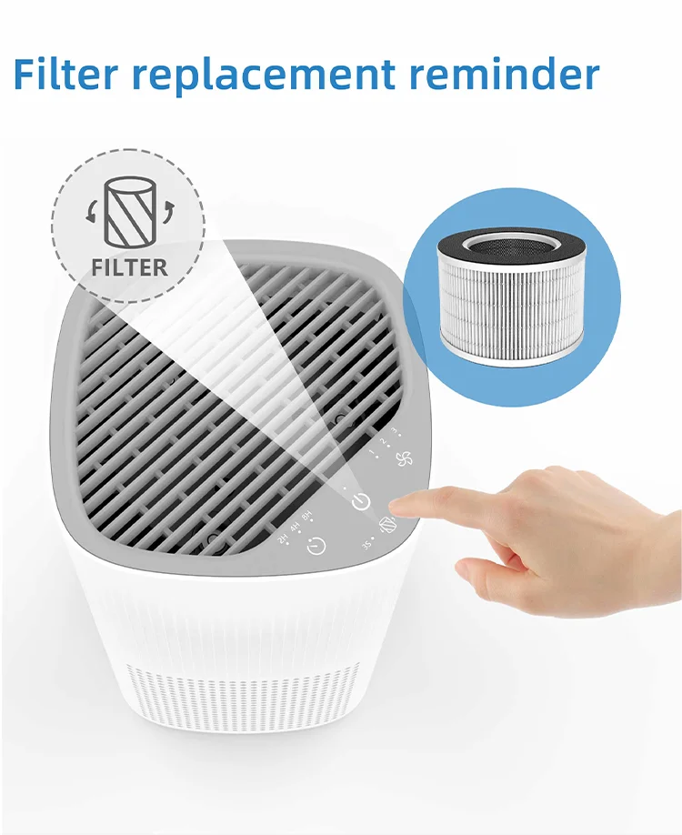Hurtowy przenośny oczyszczacz powietrza, 100 CADR, 3-warstwowy filtr Hepa, niski poziom hałasu, aromaterapia, sterowanie przez WiFi, biały