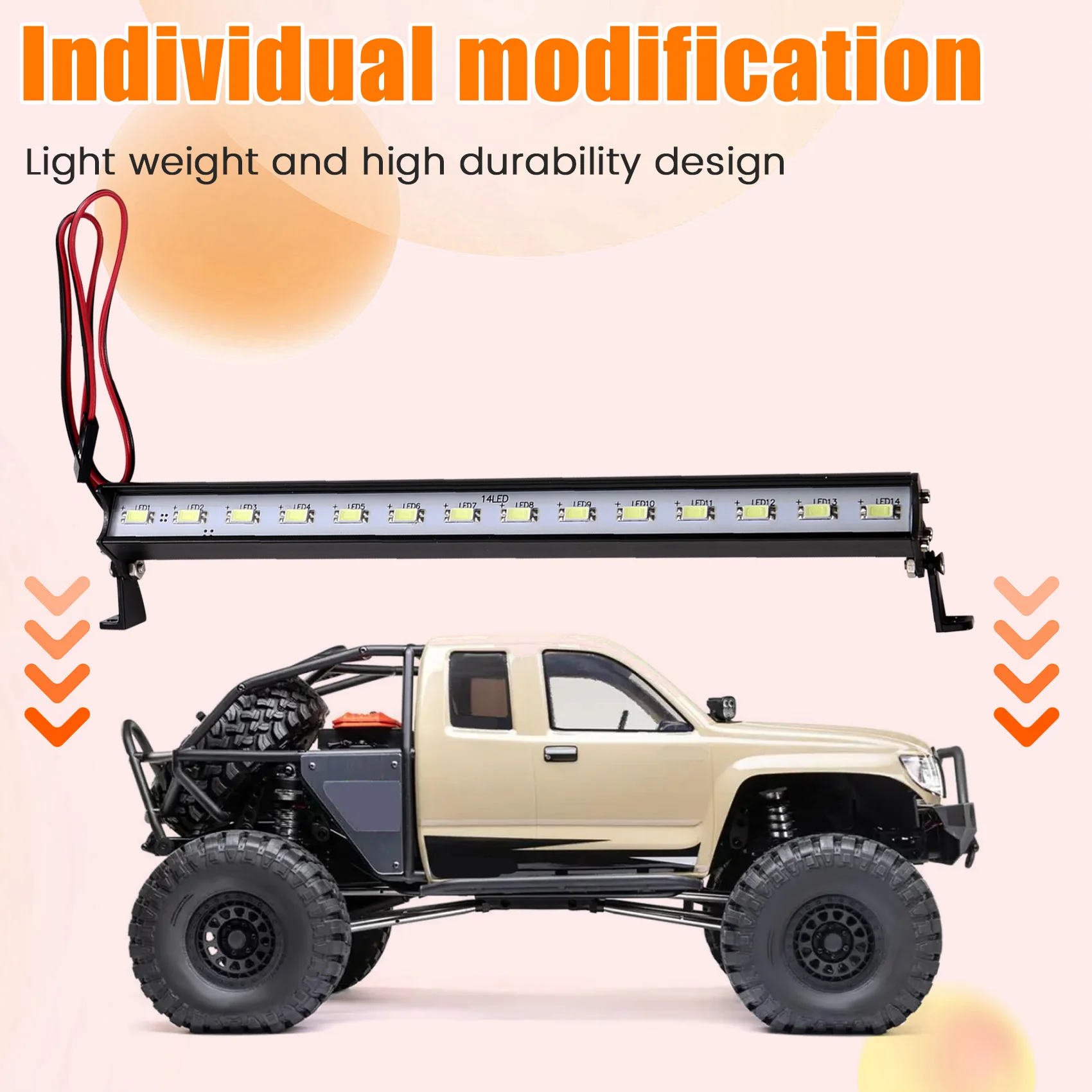 Hot-180Mm LED Light Bar Roof Lamp Lights For Axial SCX6 1/6 RC Car Upgrade Parts