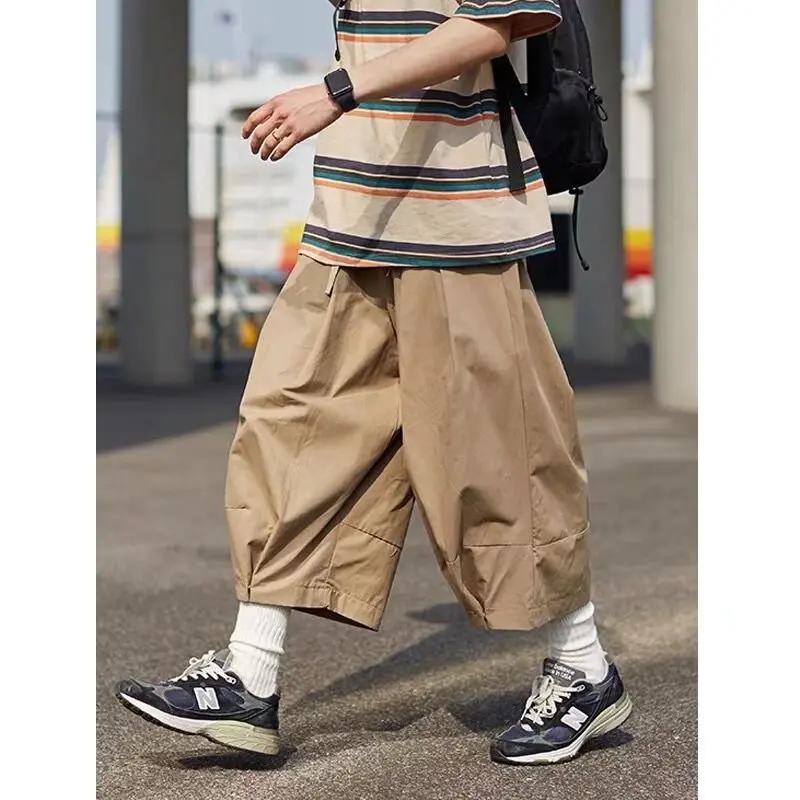 

y Summer New Loose Wide Leg Workwear Pants Men's Japanese Sle Straight Casual Versatile Seven-Foot Trendy Trousers