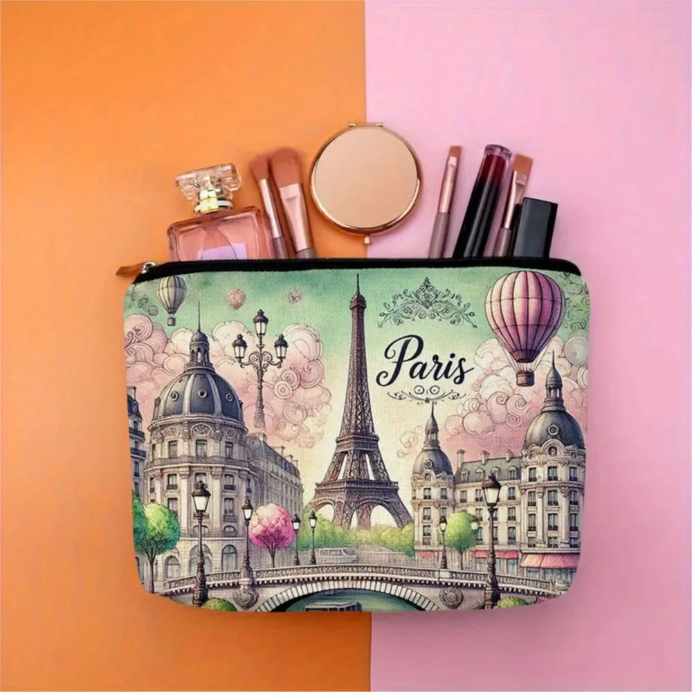 3/5/10/20/30Pcs Tower Pattern Print Makeup Bag with Zipper Closure, Portable Durable  Makeup Pouch for Women, Perfect Gift