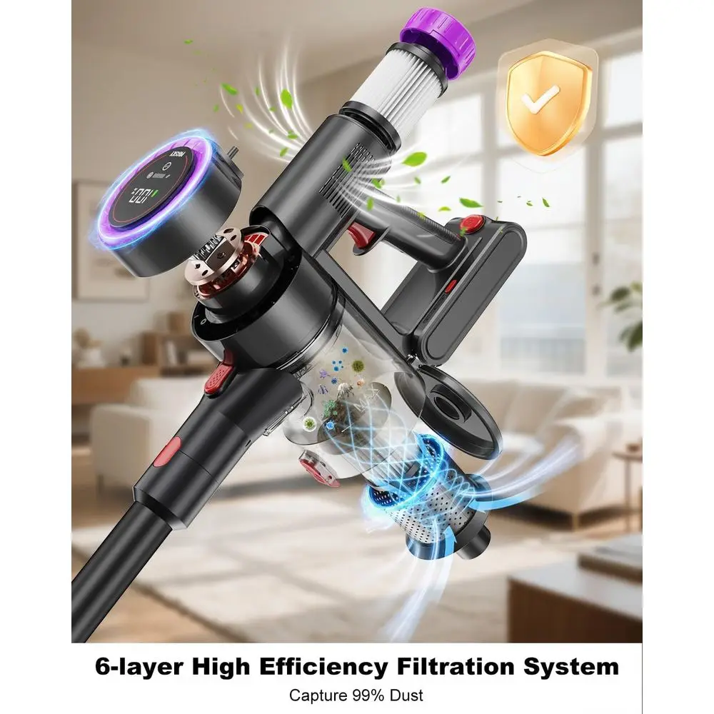 Cordless Vacuum Cleaner, Stick Vacuum Foldable Rechargeable, Powerful Suction Lightweight Vacuum Cleaners for Home,Anti-Tangle,S