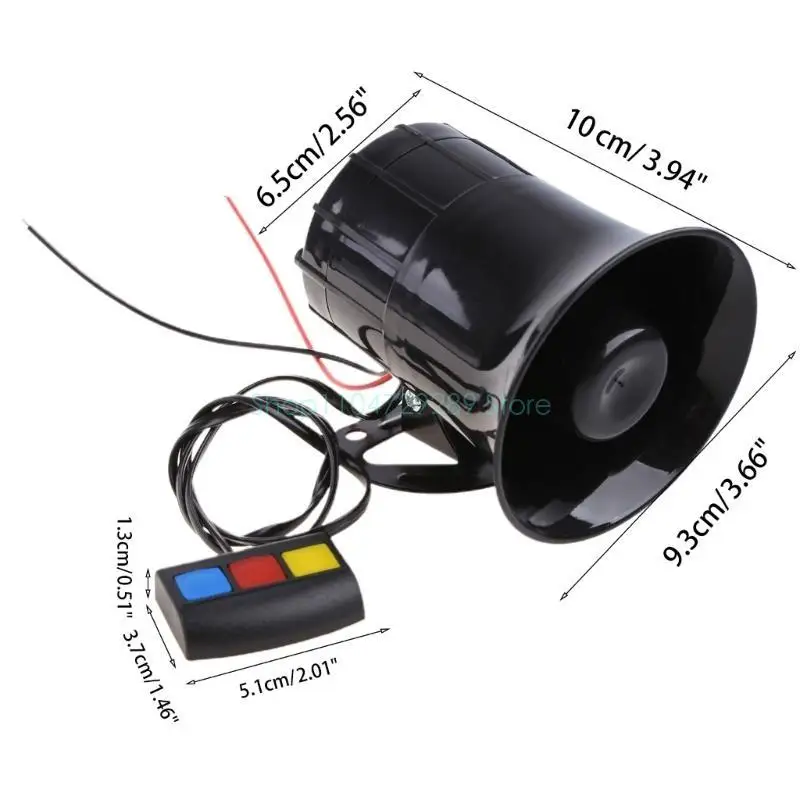 Alarma de advertencia para camión y coche, sirena de policía, bocina para coche, amplificador de altavoz de 3 tonos, bocina de sonido, sistema de micrófono PA de 12V
