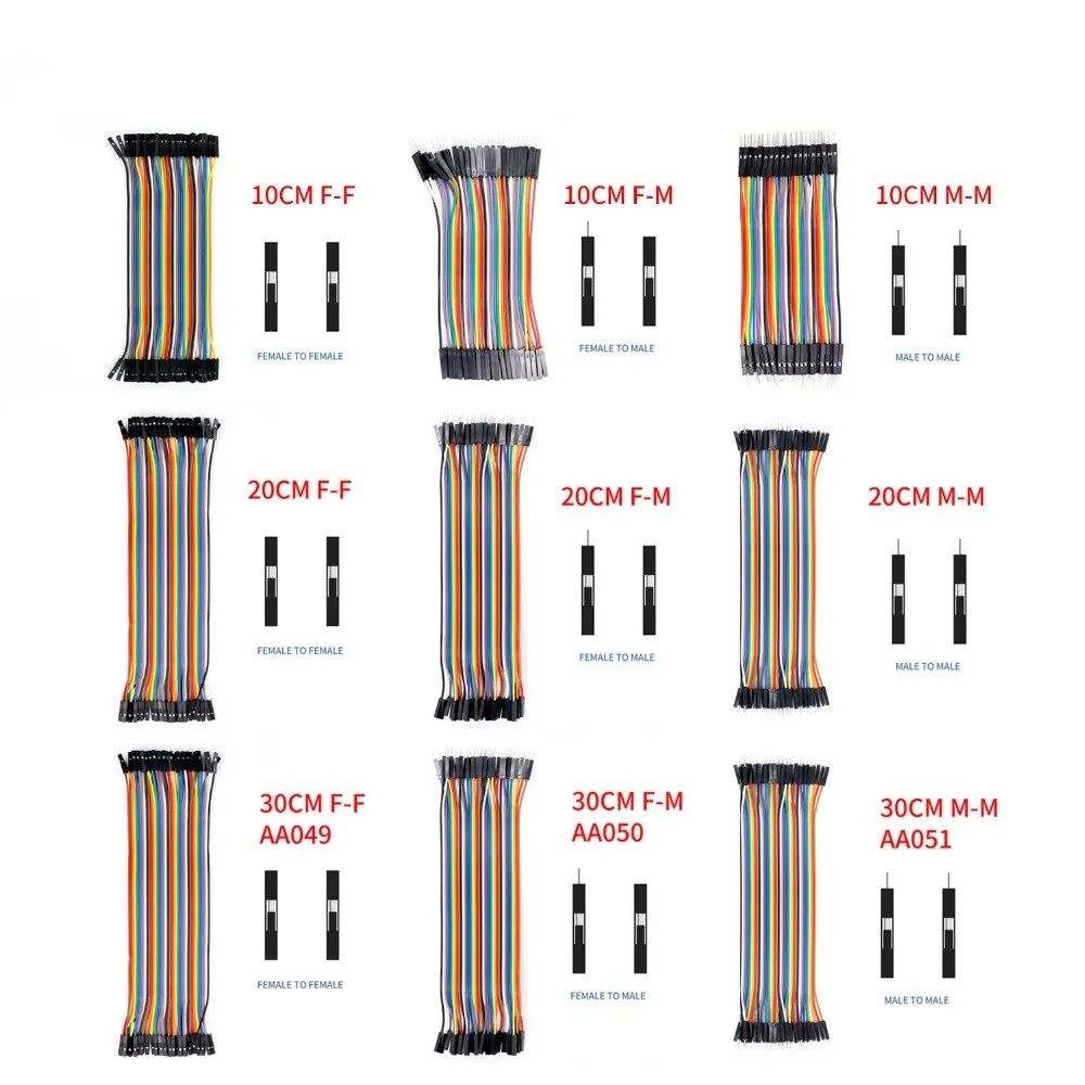 40PIN 30CM 20CM 10CM Dupont Line Male to Male + Female to Male and Female to Female Jumper Dupont Wire Cable for arduino DIY KIT