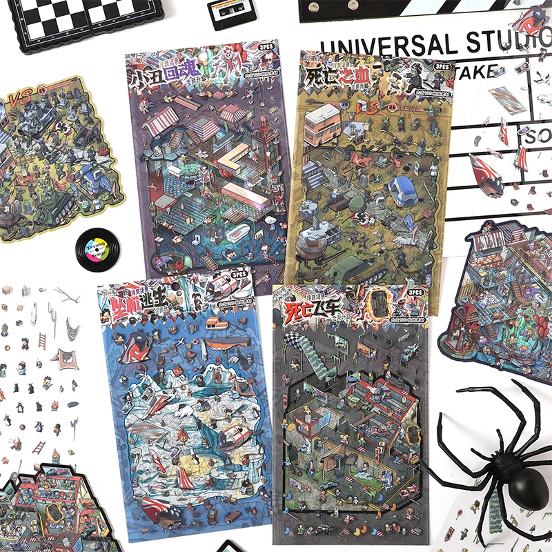 

Mr. Paper 4packs Adventure Theme Stickers Extreme Curve Scene Design for Journaling & Creative Sports Crafting DIY Stress Relief