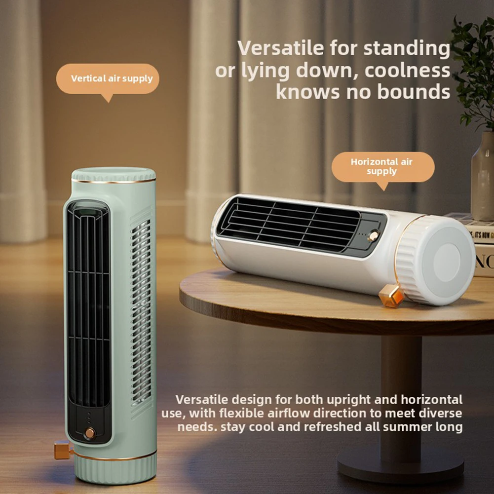Mini Bladeless Fan Towers Fan Airs Conditioner 3 Speed Adjustables Modes Desk Airs Cooler Standing/Lying Living Room Cooling Fan