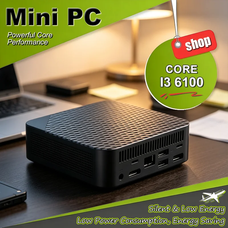 High‑Performance Mini Desktop PC Portable Core i3-6100 Office Mini Host BT5.2 Dual Gigabit LAN Triple 4K Multi Display 2026 new