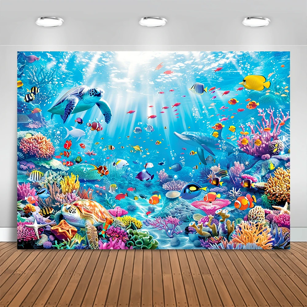 Unterwasser welt Hintergrund unter dem Meer Thema Fisch Korallen Fotografie Hintergrund Kinder Geburtstags feier Dekor Banner Fotostudio
