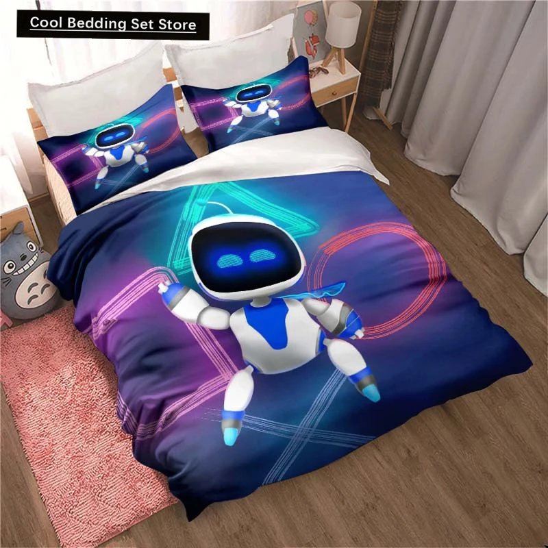 

ASTRO BOT Cute Cartoon Bedding Set Duvet Set Single Double Bed King Size Bed Set Adult Children Bedroom Duvet Cover Pillow Case