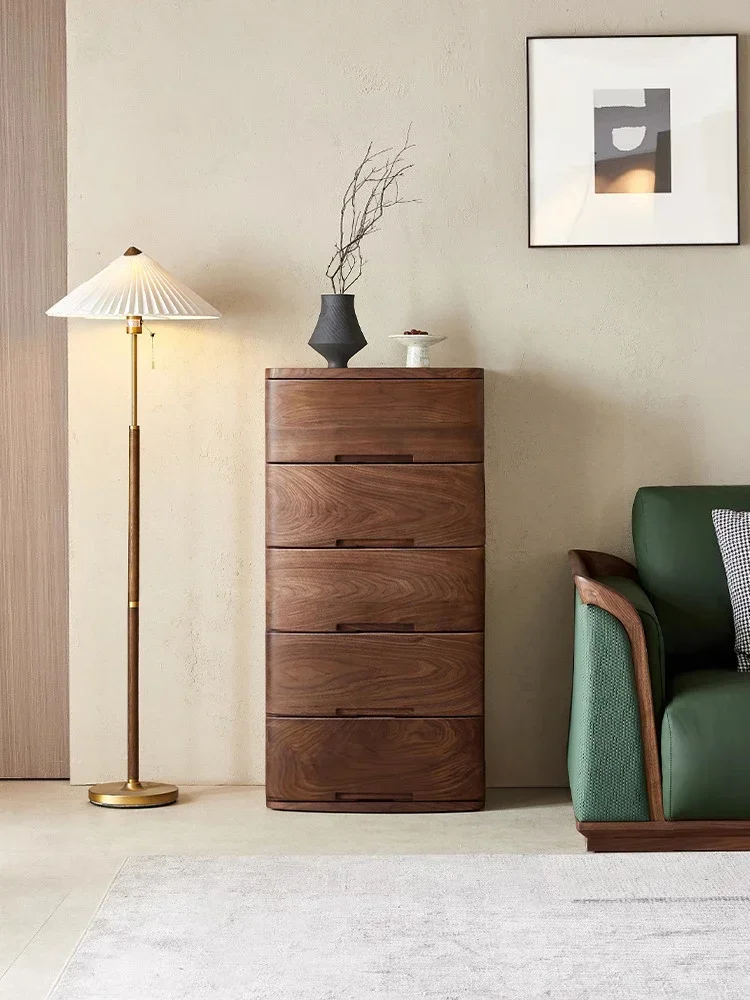 North American black walnut all-solid wood chest of drawers  multi-functional locker Floor-to-ceiling drawer storage cabinet