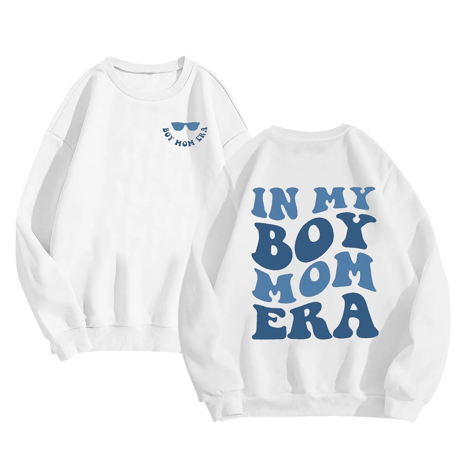 

Funny Letter Print Mom Round Neck White Sweatershirts Oversize Loose Long Sleeve Casual Hoodies Tops y2k Women Hoodie Sweater