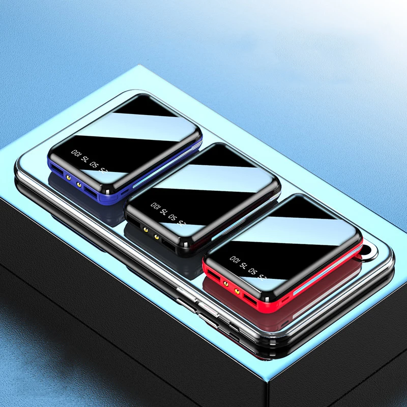 20000mAh Mini Power Bank Portable Charger Mirror Screen LED Digital Powerbank for iPhone Xiaomi Huawei Samsung External Battery